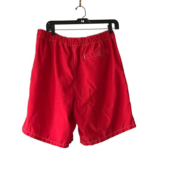 Joe Fresh Red Mens Swim Shorts L Drawstring Elastic Waist Anchor Logo - Picture 2 of 8